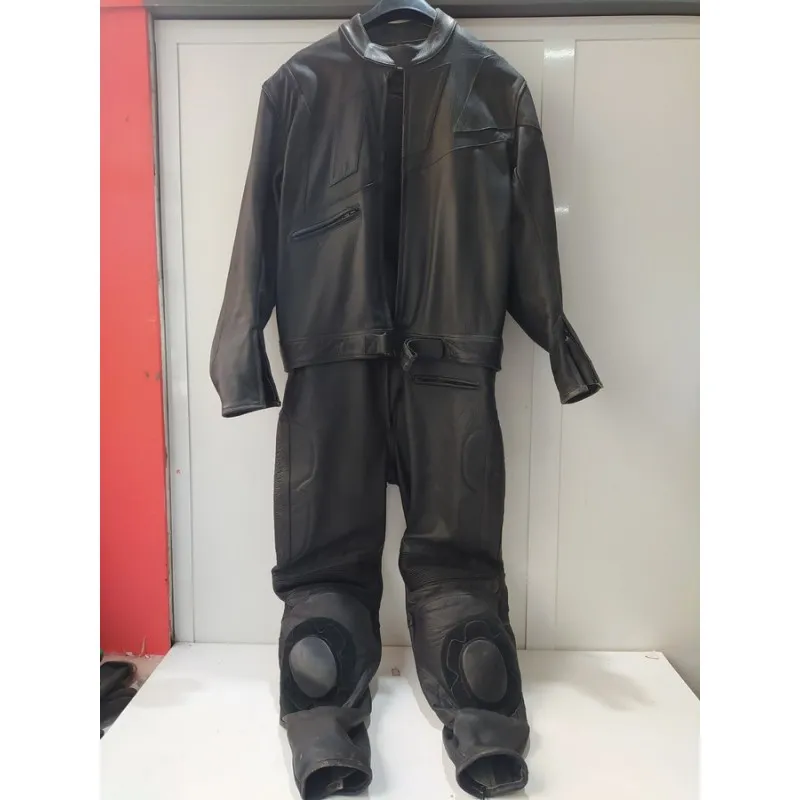 TUTA DI PELLE DA MOTO GENUINE LEATHER NERA TG. 58 NUOVA