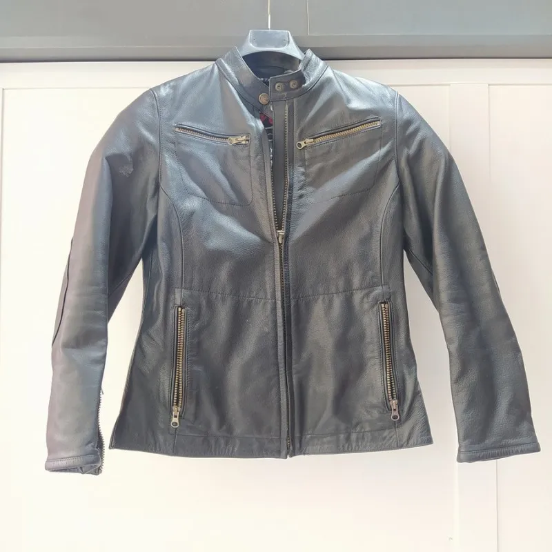 GIUBBOTTO MOTO  'MTECH' PELLE NERA TG 42 NUOVA