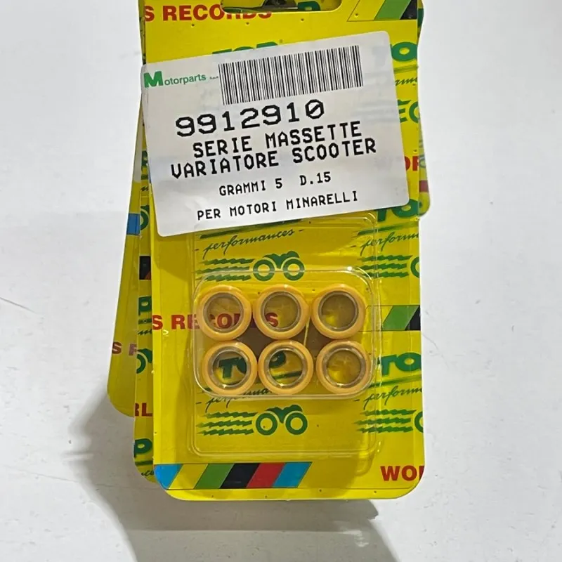 Kit rulli variatore 15x12 colore giallo peso grammi 5.0