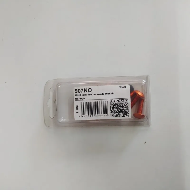 KIT 8 VITI + RONDELLE 5X16MM ALLUMINIO ANODIZZATTO TESTA PIATTA BRUCOLA ARANCIONE COD.907AZ